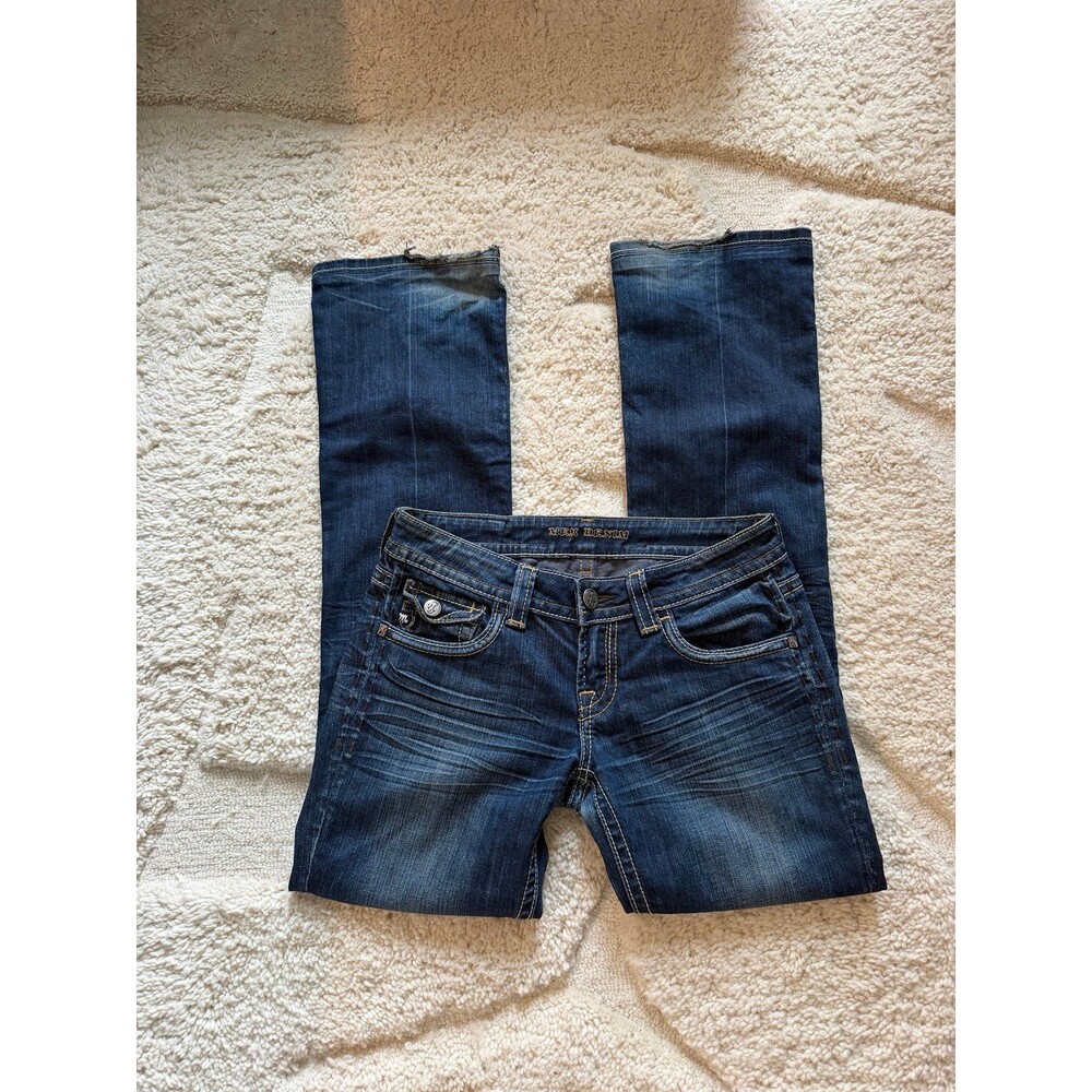 Vintage Y2K MEK Denim Bootcut Jeans Embroidered Fleur De Lis Flap Pocket